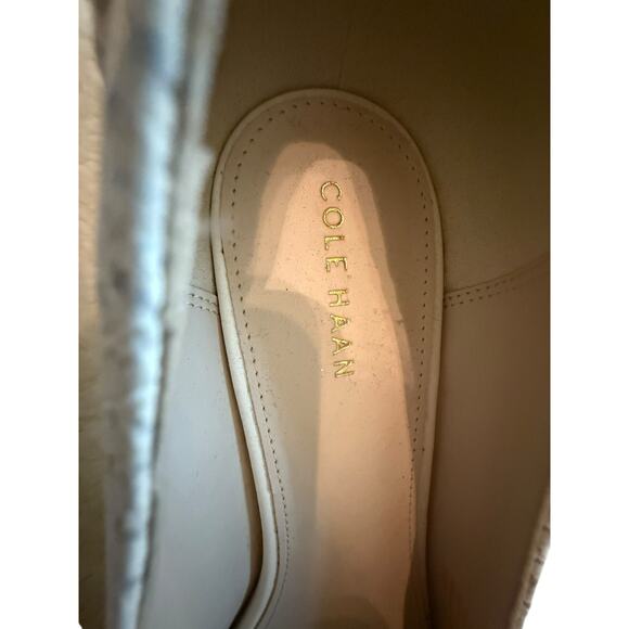 NWOT Cole Haan Pointed Toe Snake Leather Cream/Gray Flats 8B - Picture 3 of 8
